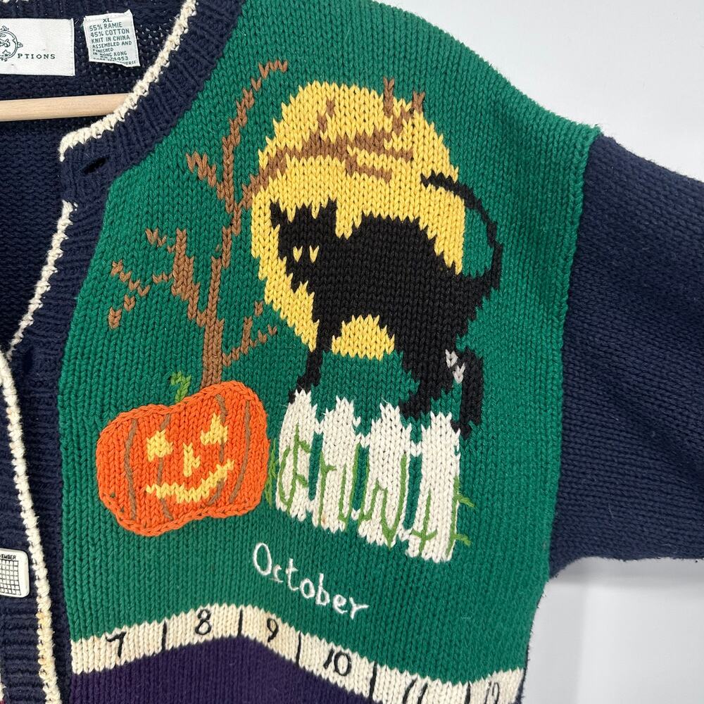 Vintage 90’s Teacher Sweater Fall Winter Months Novelty Chunky Knit Cardigan - Picture 5 of 14